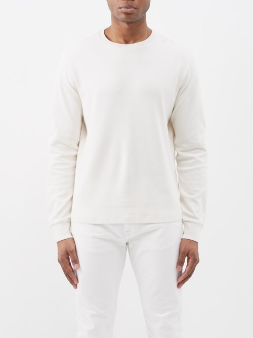 Frame Duo Fold Cotton-jersey T-shirt In Oatmeal Heather