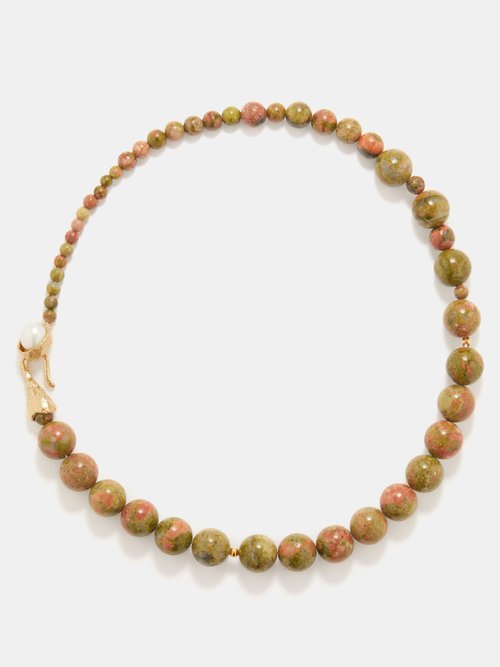 Anita Berisha - Balance Unakite, Pearl & 24kt Gold-plated Necklace - Womens - Multi