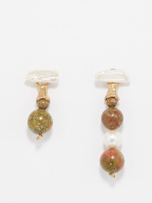Anita Berisha - Earthy Gems Unakite, Pearl & Gold-filled Earrings - Womens - Multi