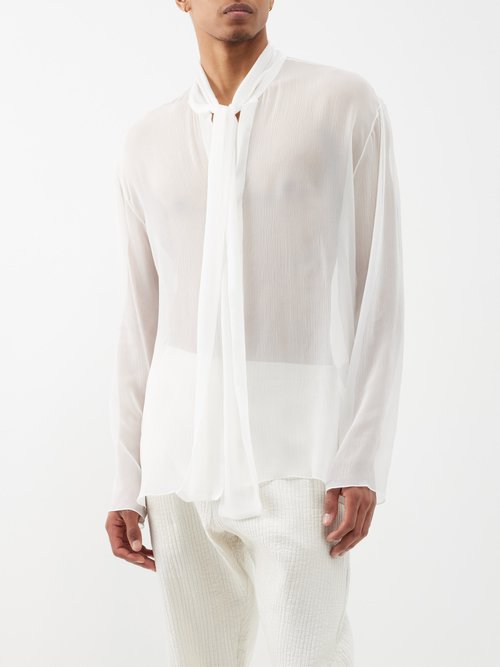Delos Sophie Scarf-collar Silk-crepe Shirt