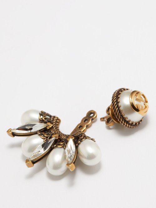 GG Faux Pearl Clip On Earrings in Gold - Gucci