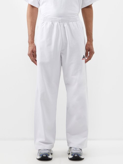 Balenciaga - X Adidas Cotton-jersey Track Pants - Mens - White Black