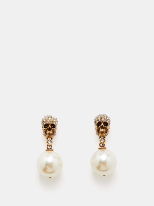 Alexander McQueen rhinestones pavé Skull earring