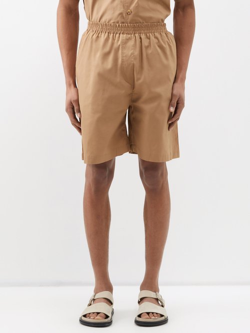 Albus Lumen Cotton-poplin Shorts In Sand