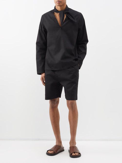 Albus Lumen Cotton-poplin Shorts In Black