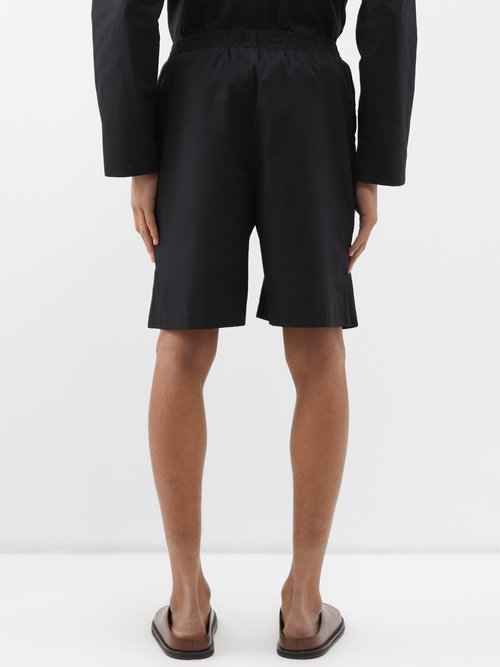 Shop Albus Lumen Cotton-poplin Shorts In Black