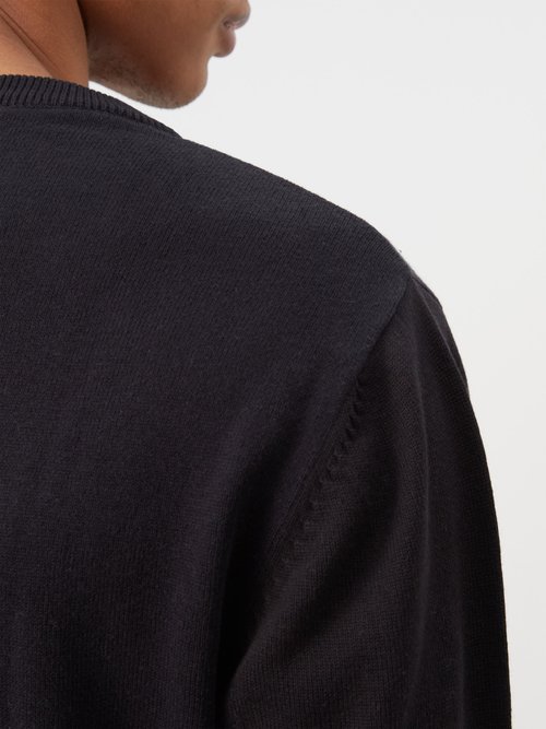Albus Lumen Rio Palm Tree-intarsia Cotton Sweater In Black