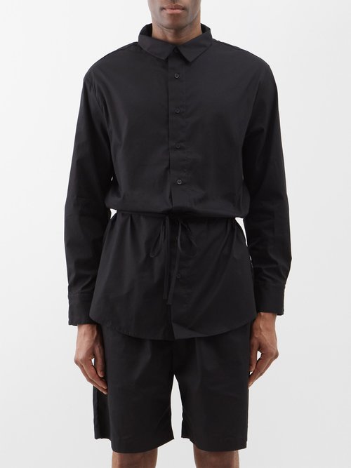 Albus Lumen Oversized Merino Wool Shirt In Black