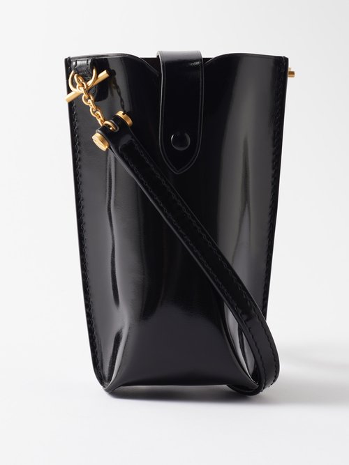Metier The Minimalist Mini Patent-leather Cross-body Bag In Black