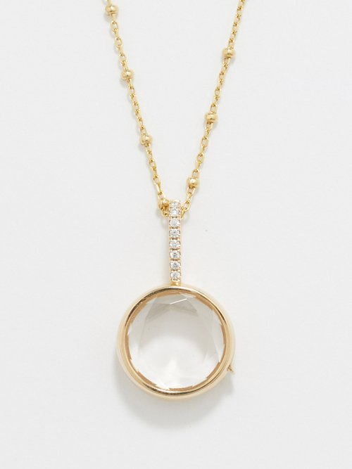 Loquet Round Small 14kt Gold Locket Necklace In Gold Multi