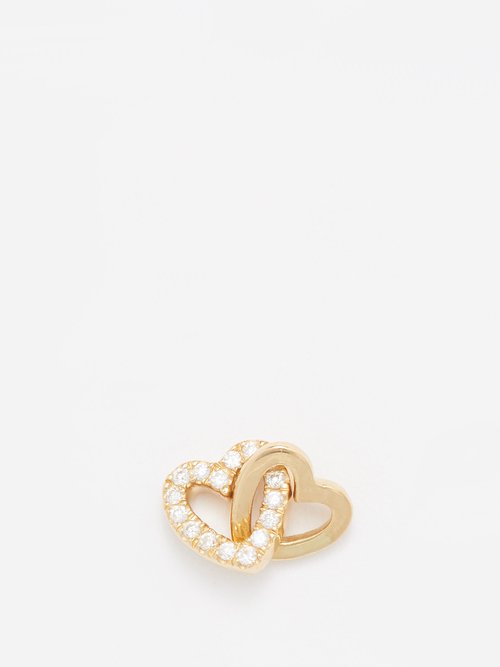 Loquet Linked Hearts Diamond & 18kt Gold Charm