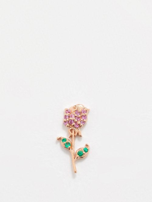 Loquet Gratitude Sapphire, Emerald & 18kt Rose-gold Charm In Pink