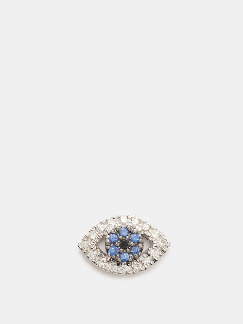 Loquet Evil Eye Sapphire, Diamond & 18kt White Gold Charm