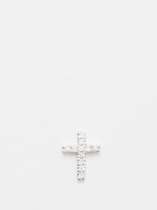 Loquet Cross Diamond & 18kt White Gold Charm