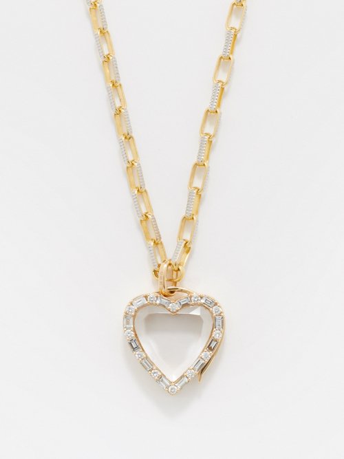 Loquet Baguette Amour Diamond & 14kt Gold Necklace In Gold Multi