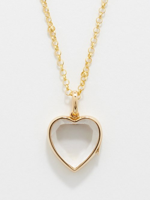 Loquet Heart Medium 14kt Gold Charm Necklace In Gold Multi
