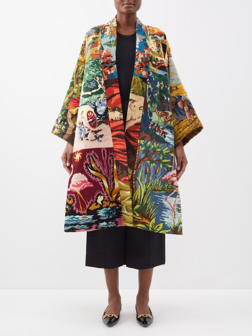 Rianna + Nina - Patchwork Wool And Silk Tapestry Coat - Womens - Multi