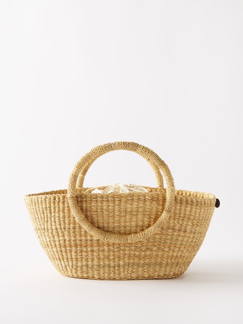 Muun Luna Mini Basket Bag In Beige