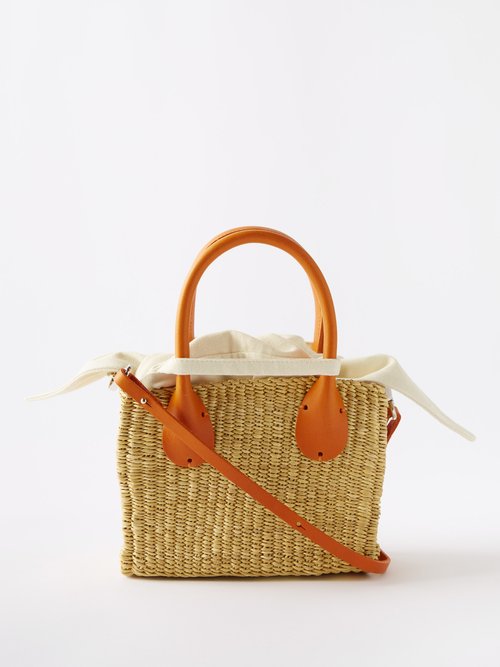 Muun Charles Leather-trim Basket Crossbody Bag In Orange Multi
