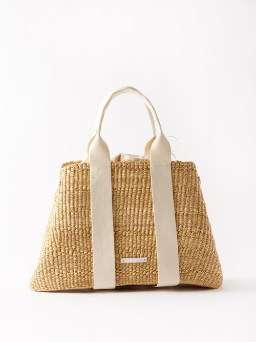 Muun Maxi Altair Straw Basket Bag In White Multi