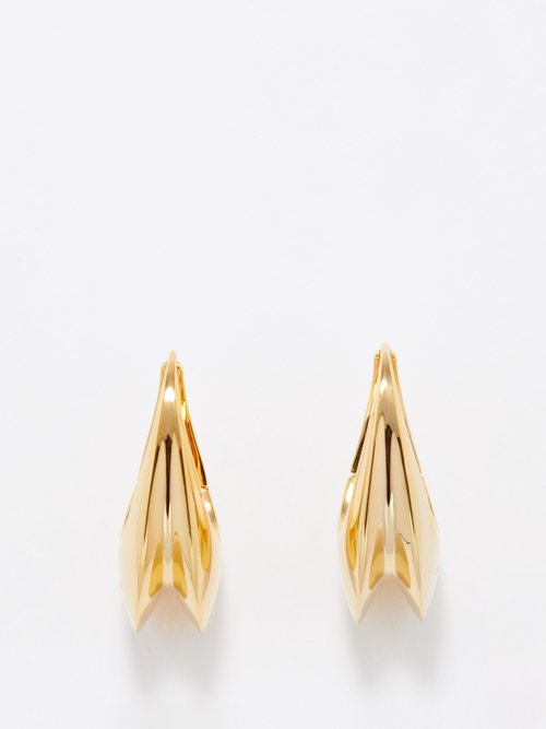 Saint Laurent Arty Hoop Earrings In Yellow Gold