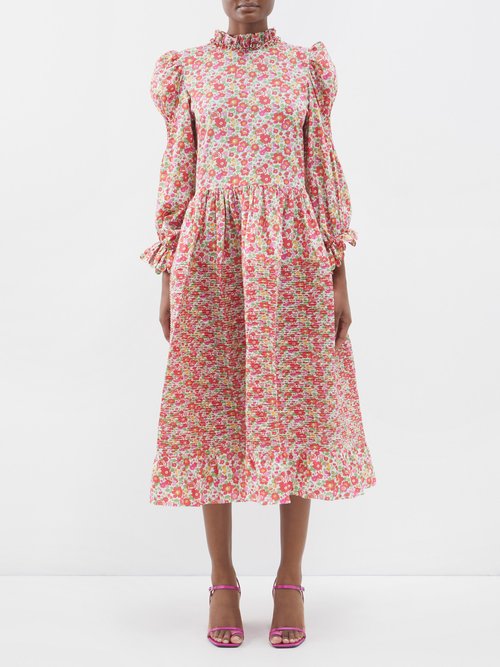 Horror Vacui Claire Betsey Floral-print Cotton Midi Dress