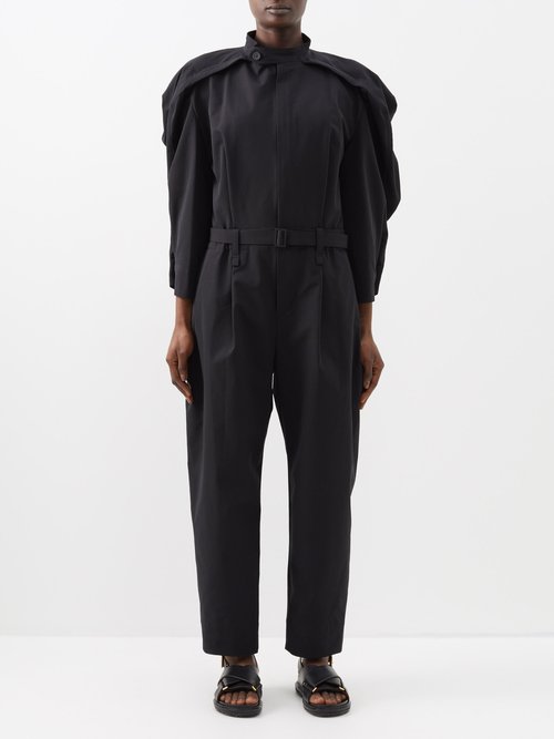 Issey Miyake - Gathered-shoulder Technical Jumpsuit - Womens - Black