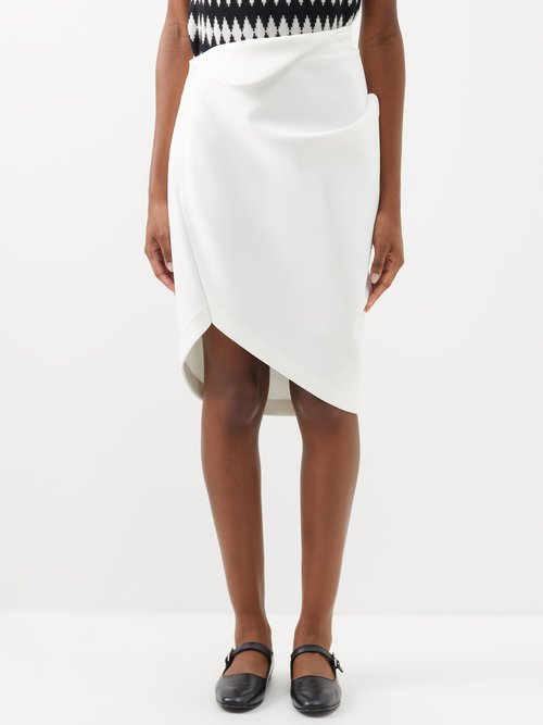 Issey Miyake - Torso Asymmetric Twill Skirt - Womens - White