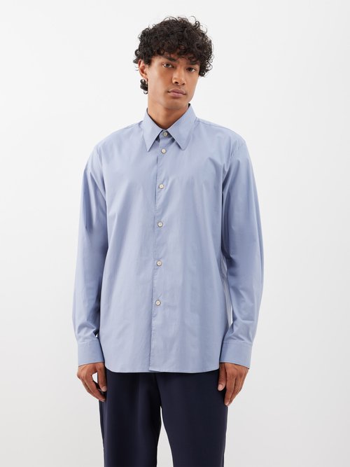 Acne Studios Salo Logo-embroidered Cotton Oxford Shirt In Blue | ModeSens