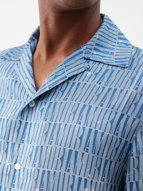 AMIRI Paint Splatter Gradient Logo Silk Twill Button-Up Shirt
