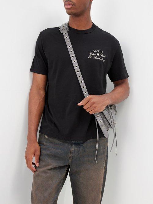 Logo Cotton Jersey T Shirt in Black - Amiri