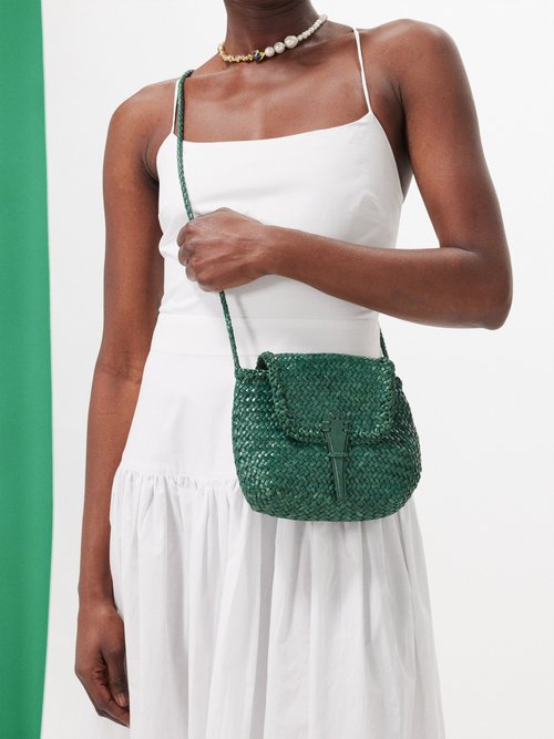 Green City mini woven-leather cross-body bag, Dragon Diffusion
