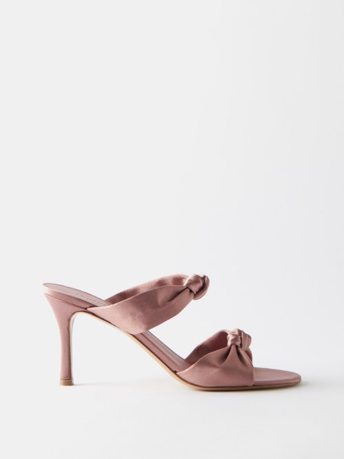 le monde béryl - knotted-strap satin mules womens rose
