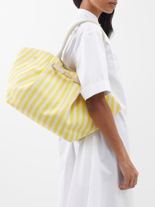 STRIPED CANVAS TOTE BAG - Yellow