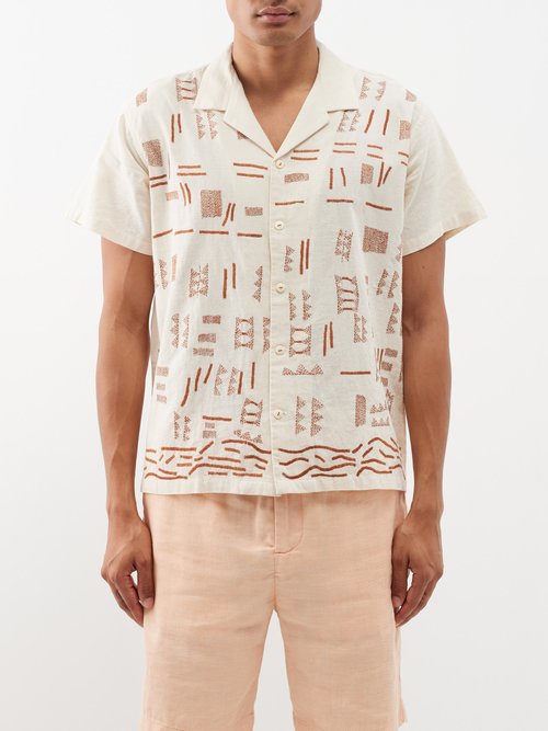 harago - sujni-embroidered linen shirt mens off white