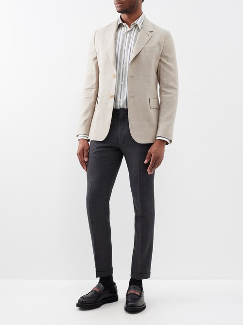 Tailored Fit Light Beige Linen-Blend Suit Blazer