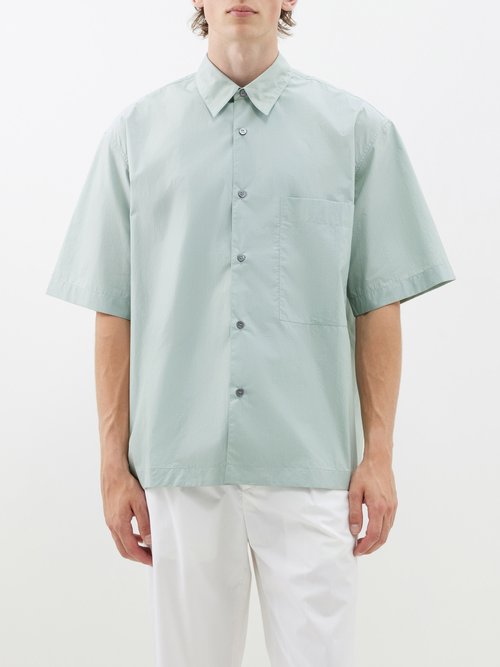 studio nicholson - pete patch-pocket cotton-poplin shirt mens light blue
