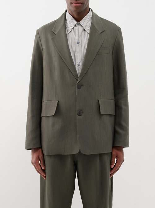 studio nicholson - mizumi oversized twill blazer mens dark green