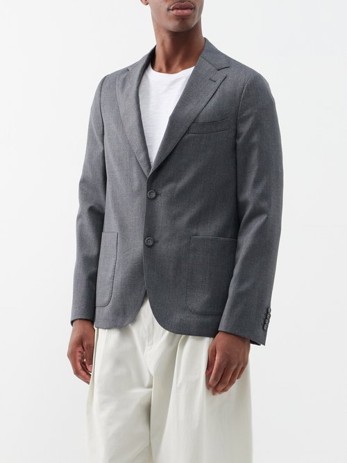 officine générale - arthus single-breasted wool suit jacket mens grey