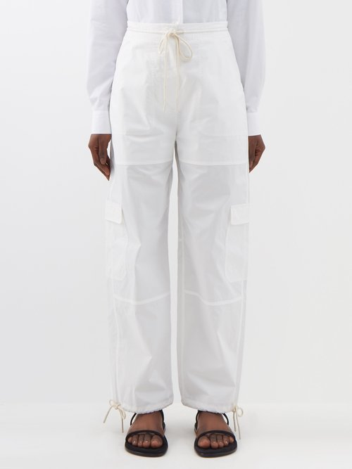 Shop Totême Organic Cotton-poplin Cargo Trousers In White