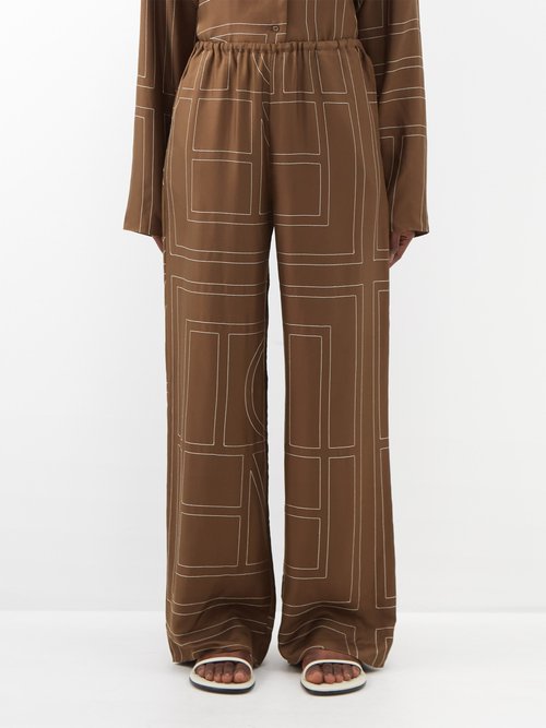 TOTEME - Monogram SIlk Pj Bottoms Mocha