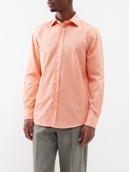 ralph lauren purple label - pinpoint cotton-poplin oxford shirt mens orange