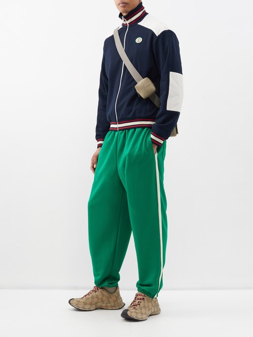 Gucci - Striped Cotton-jersey Track Pants - Mens - Green Yellow