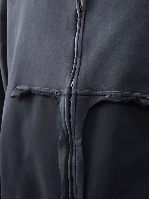 Balenciaga Distressed Zip-up Hoodie in Blue for Men