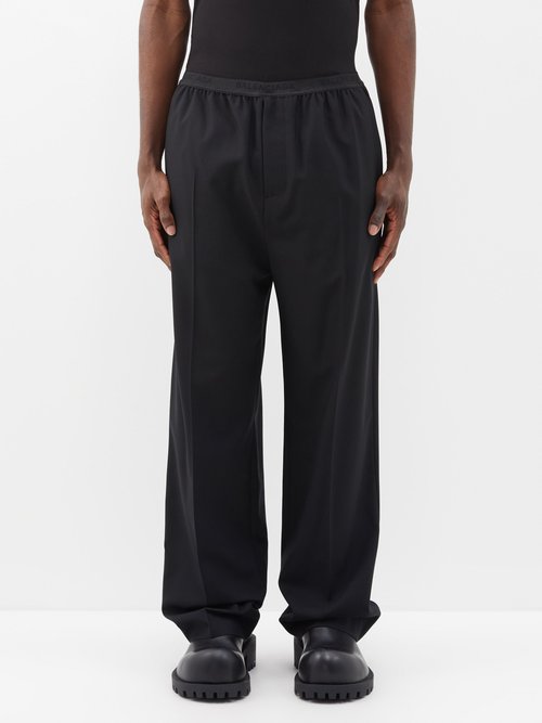 Balenciaga - Elasticated-waist Wool Trousers - Mens - Black