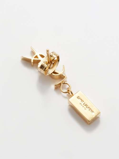 Single YSL Rhinestone Embellished Earring in Gold - Saint Laurent