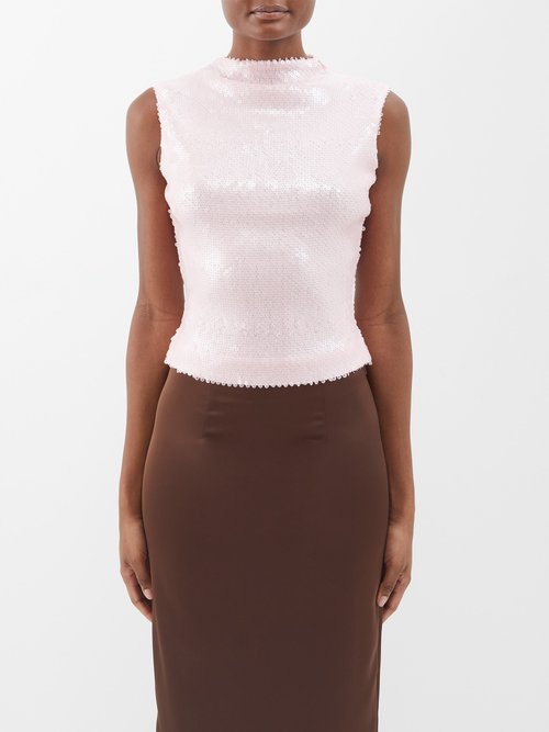 Tania Sequin-embellished Knitted Top In Neutrals