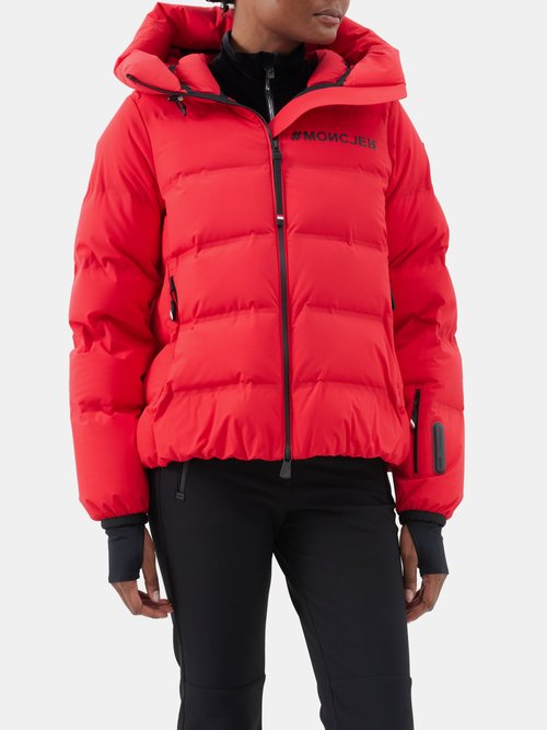 Shop Moncler Suisses Padded Down Ski Jacket In Red