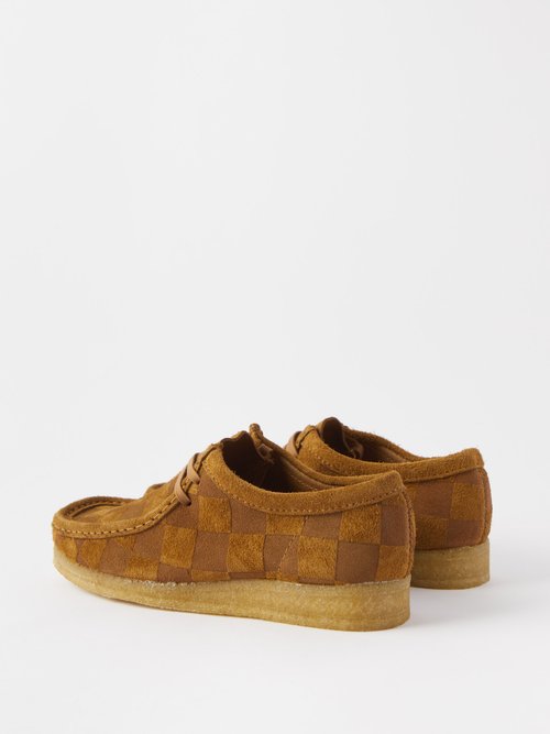 Clarks Wallabee Checked-suede Boots In Brown