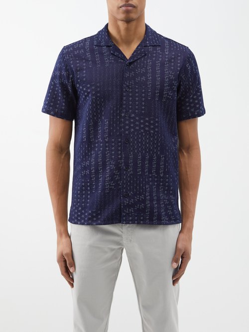 Orlebar Brown - Hibbert Pastiche-print Cotton Shirt - Mens - Navy